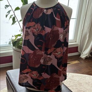 Floral Halter Neck Camisole - Pink and Black